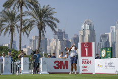 Indonesia&rsquo;s Rayhan Latief plays a shot from the No. 1 tee on Oct. 26, 2025, during the final round of the 2025 Asia-Pacific Amateur Championship at Emirates Golf Club&rsquo;s Majlis Course in Dubai, United Arab Emirates.
