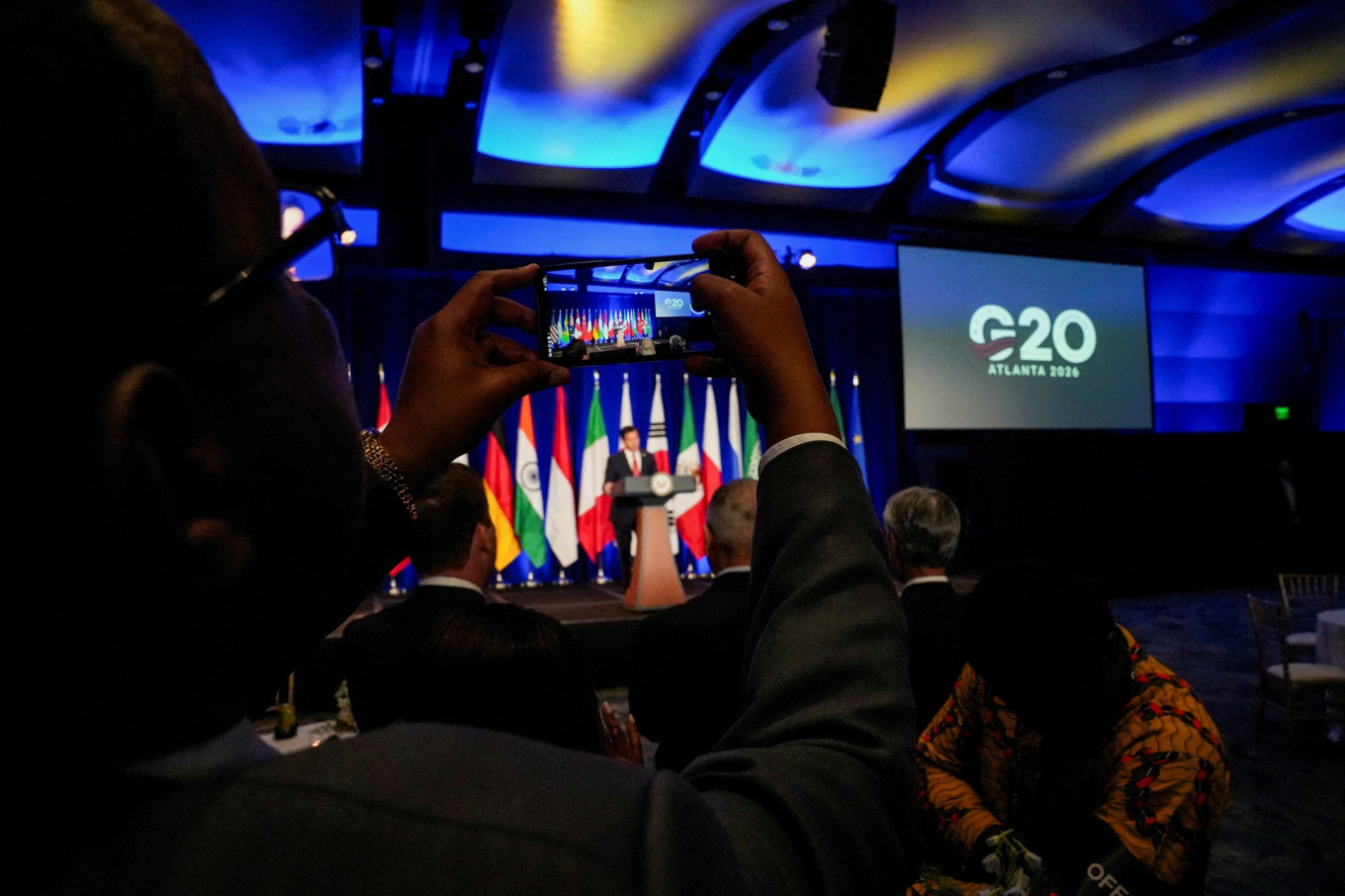 United States Secretary of State Marco Rubio speaks during the G20 Foreign Ministers' Meeting Welcome Reception at the Georgia Aquarium in Atlanta, Georgia, the US, on Oct. 30, 2026.